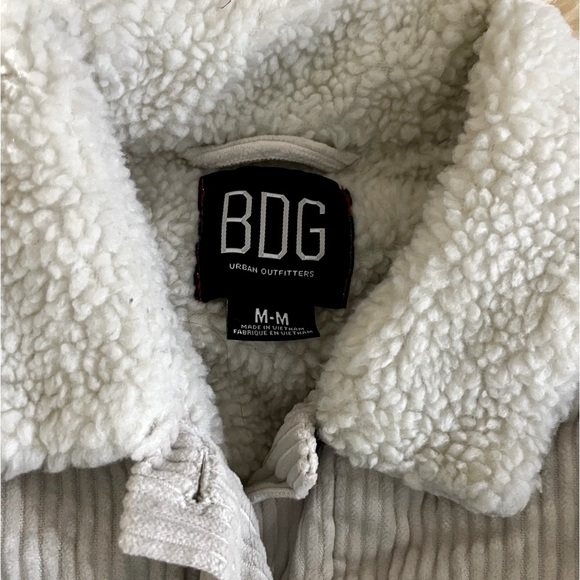 Anthropology BDG Cream Corduroy Sherpa Fleece Denim Cropped Jacket - Picture 4 of 4